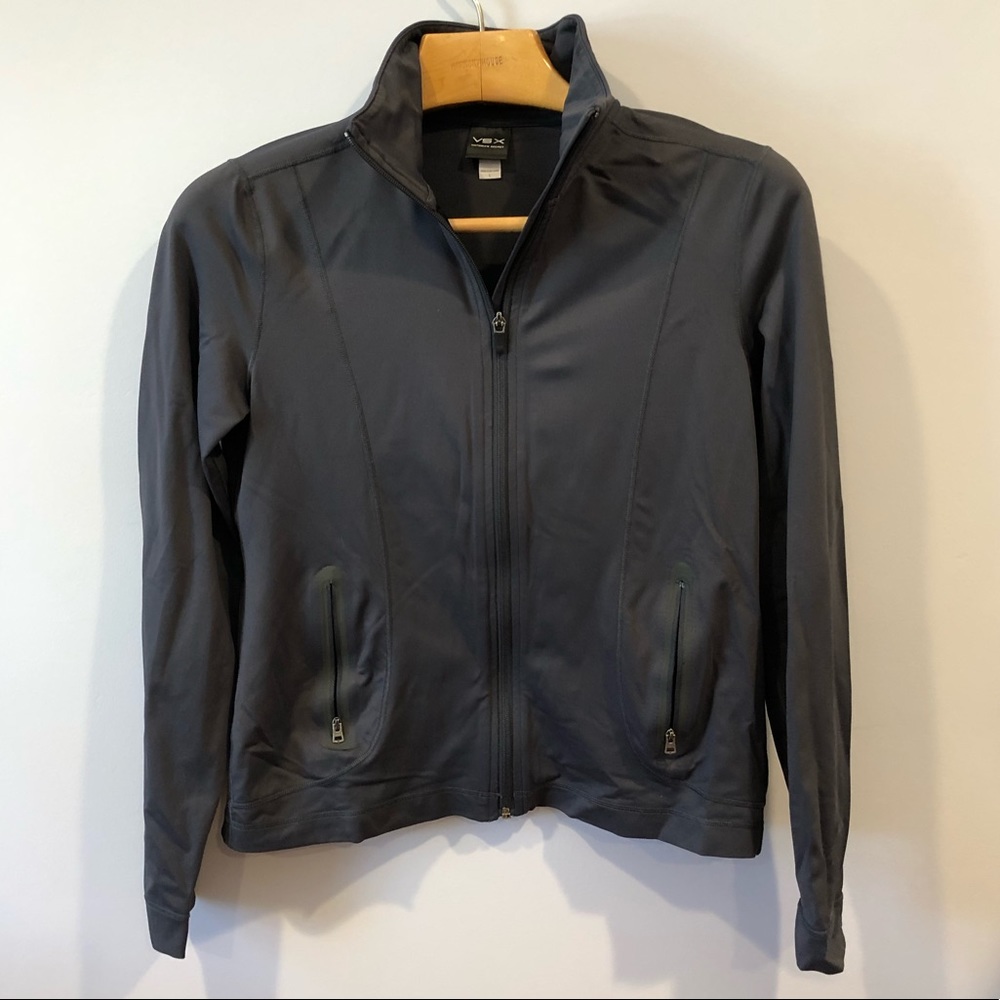 VSX Grey Polyamide Blend Workout Zip-Up Jacket